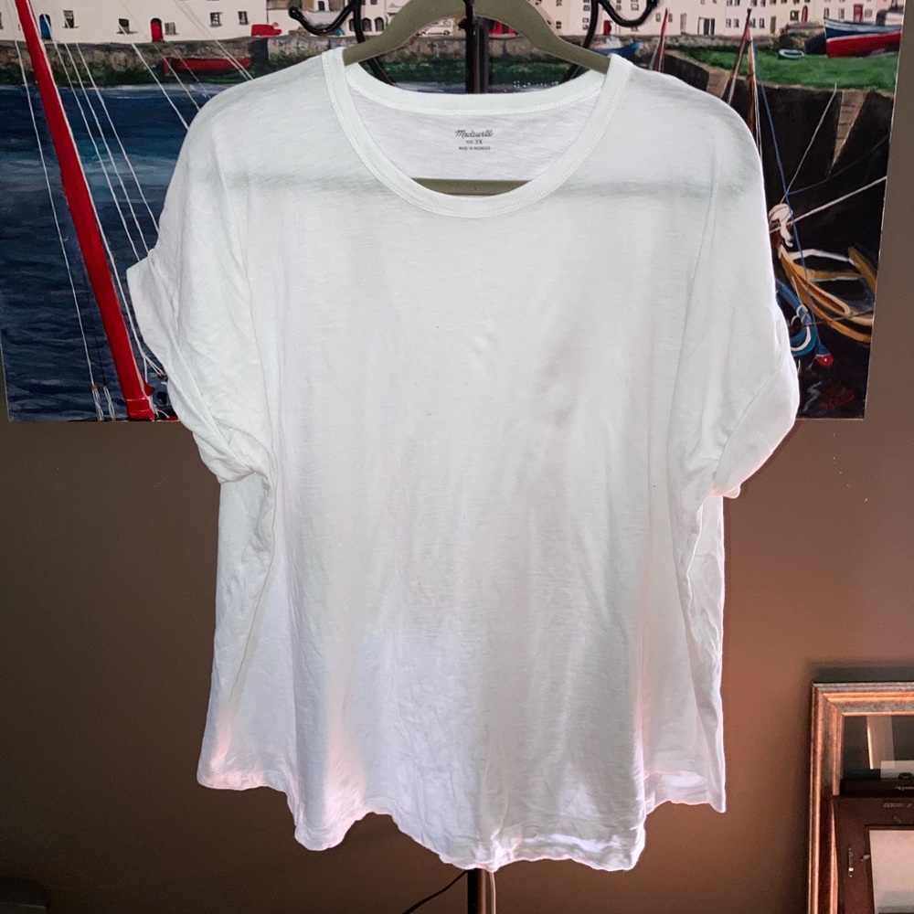 Madewell Whisper Cotton Ribbed Crewneck Tee- White